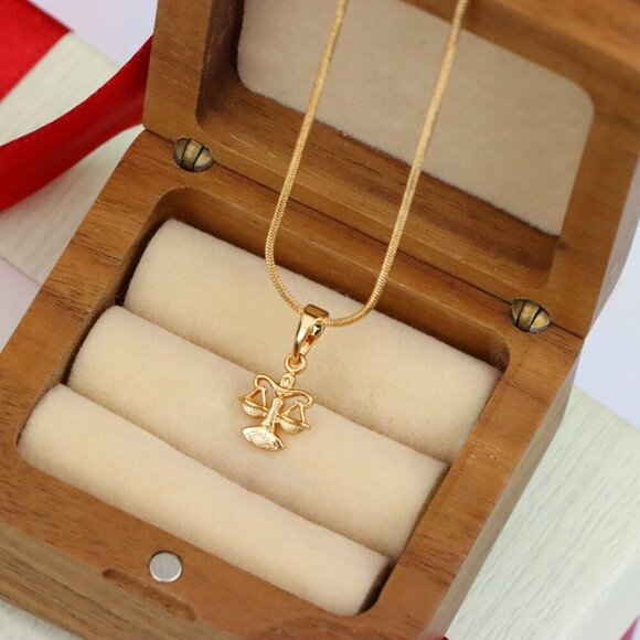 "Libra Zodiac Scales Rose Gold Pendant Stylish Charm, XPPT1468 - Picture 3 of 13